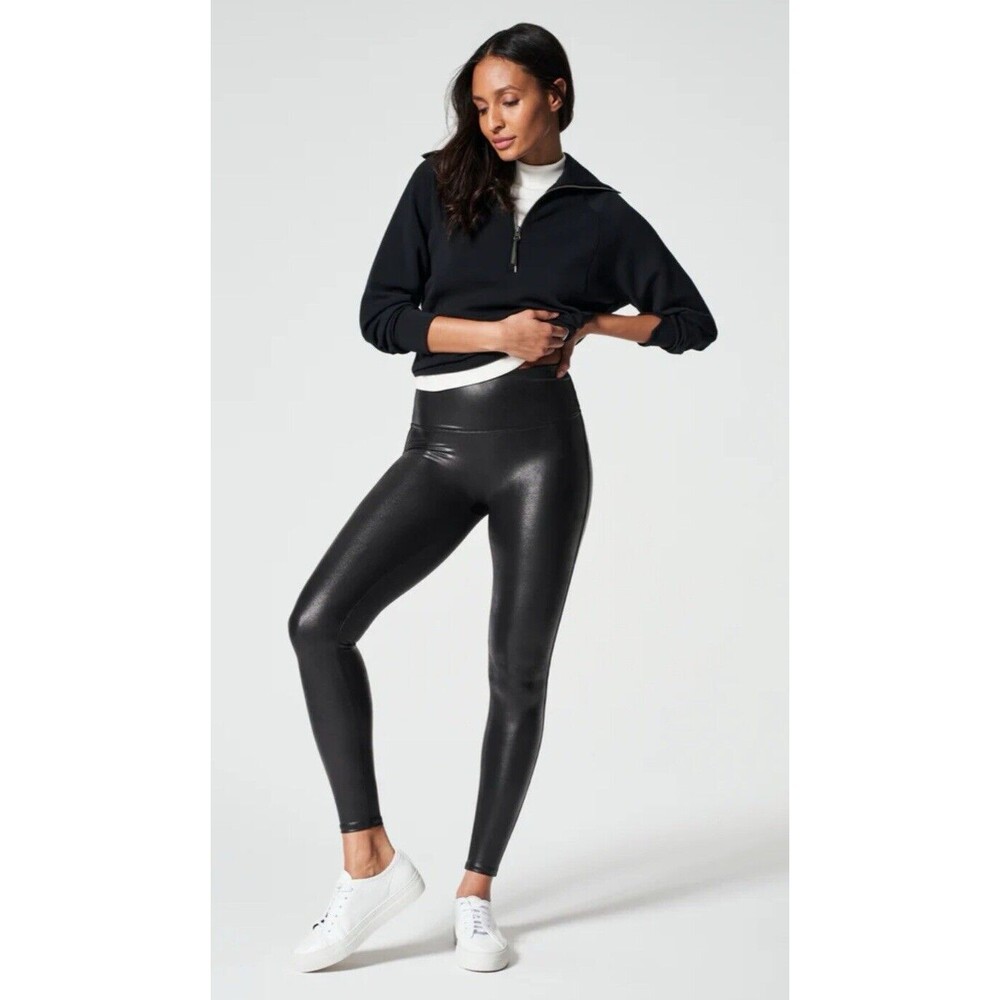 SPANX Faux Leather Shape Leggings Black Women’s Size M